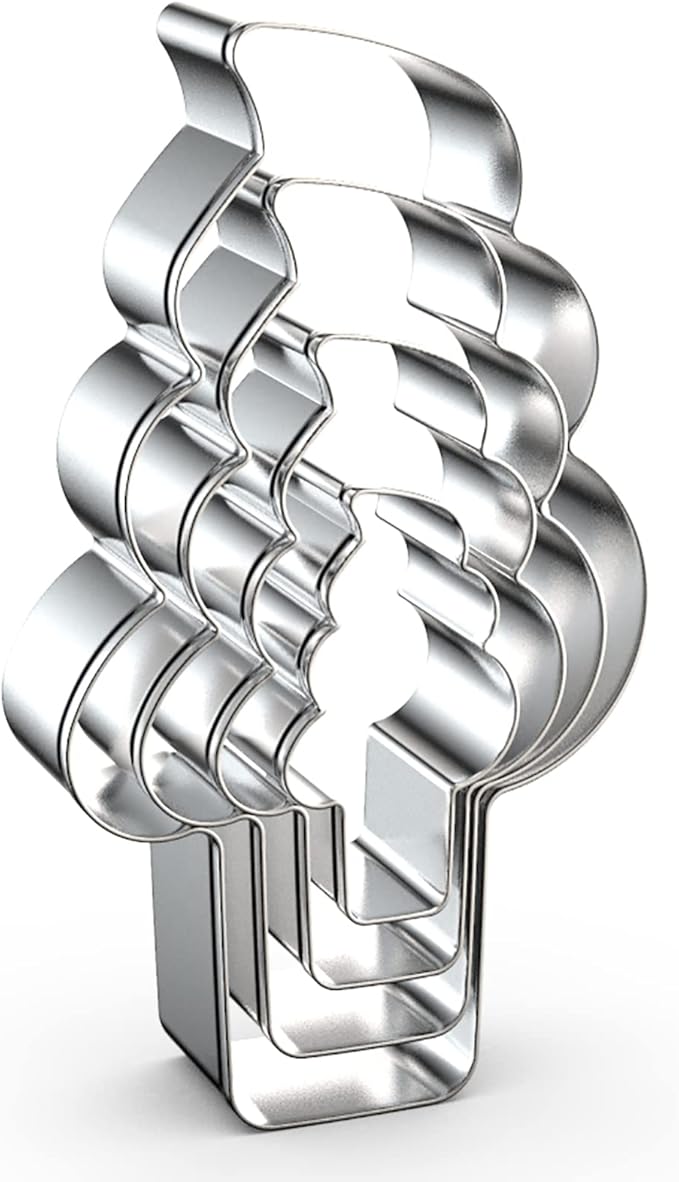 Soft Serve Ice Cream Cone Cookie Cutter Set for Summer - 5", 4", 3", 2" - 4 Piece - Stainless Steel