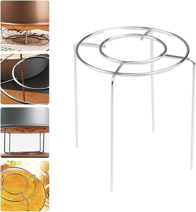 Uonlytech Stainless Steel Cake Cooling Rack 7" round Wire Rack for Baking Chiffon Cakes, Steam Basket Compatible Oven and Air Fryer, 17.8cm Diameter X 14cm Height
