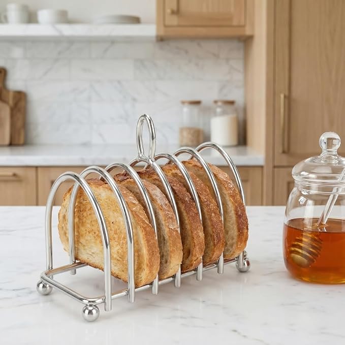 Stainless Steel Bread Rack - Durable Bread Holder for Kitchen Countertop, Vintage Design Baking Cooling Rack, Easy Clean(Style 3)