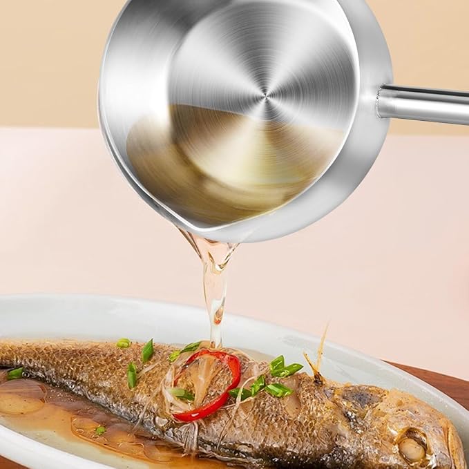 Sewroro Stainless Steel Oil Dipping Ladle with Long Handle 10.62In Soup Spoon Kitchen Utensil for Cooking and Serving