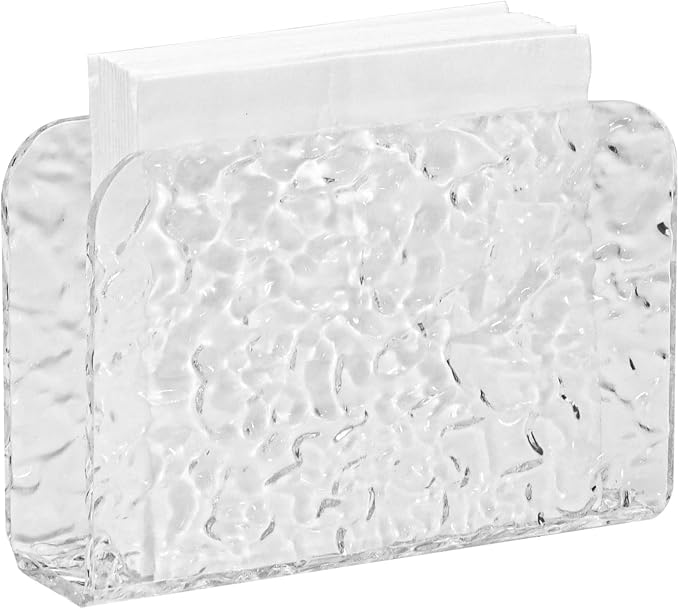 LELE LIFE Acrylic Napkin Holder for Table, Crystal Clear Cocktail Napkin Holder for Kitchen Dinner Christmas, Modern Stone Pattern Napkin Dispenser