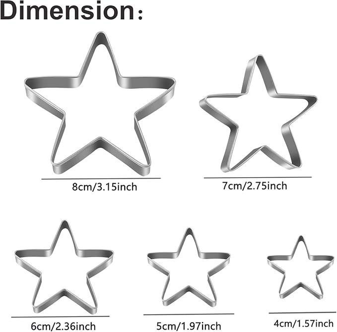 Stars Cookie Cutter, Pack of 5