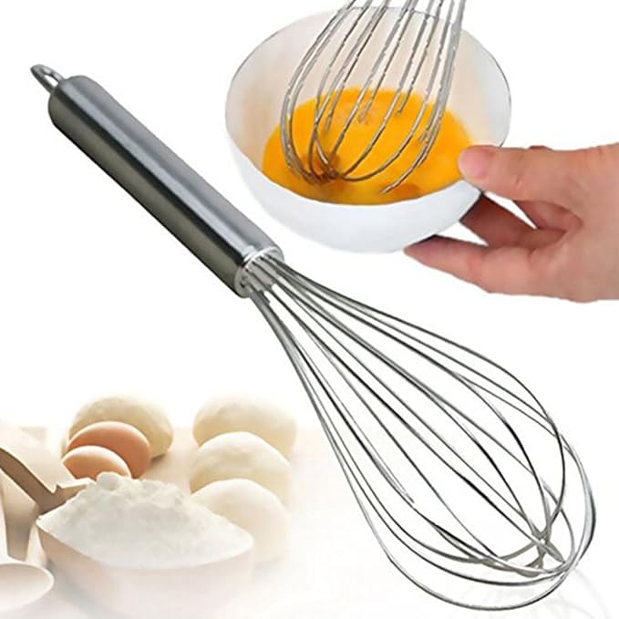 8/10/12inches Portable Stainless Steel Balloon Wire Whisk Egg Beater Mixer Baking Utensil Kitchen Tool 8 inches