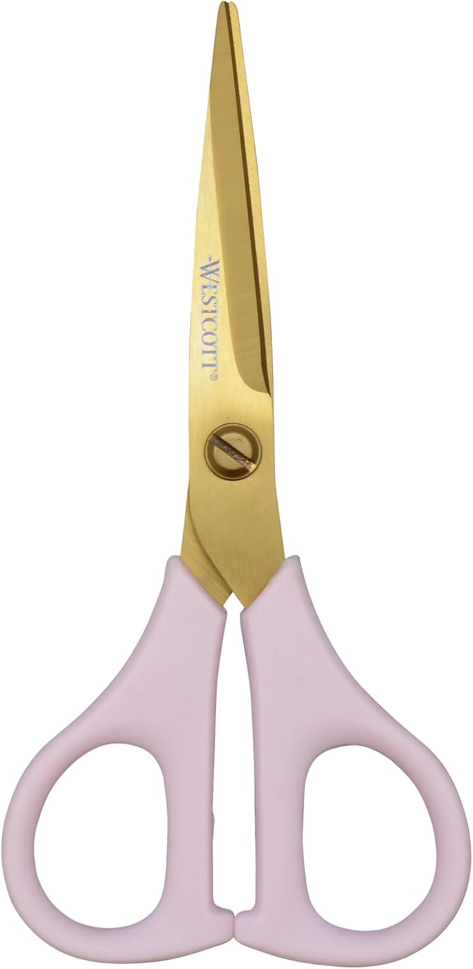 Westcott All-Purpose Kitchen Snips for Herbs, Pink with Gold Blade - Precision-Ground Blades, Durable Design, Ideal Kitchen Scissors for Everyday Tasks, 5-Inch