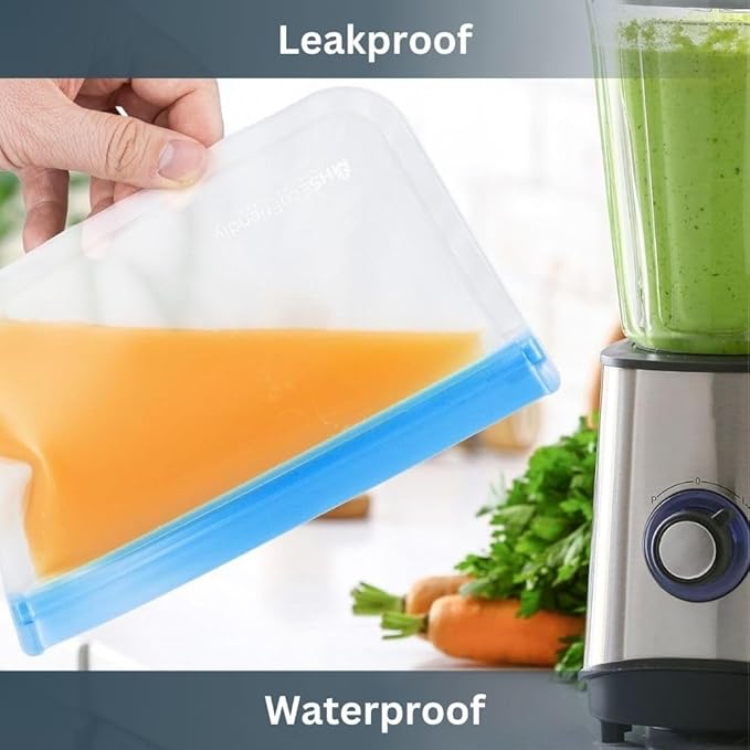 MHSEcoFriendly® Meal Prep Storage Kit – 15 Reusable, Degradable Leakproof Freezer Bags, Baggy Rack & 20 Strong Labels | BPA-Free, Multipurpose Food Storage Solution