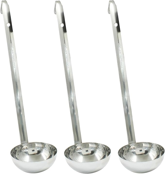 Zorfeter 3 Pcs 4 Oz Soup Ladle Set, Stainless Steel Ladles with Long Handles for Serving, Cooking, Stirring, Portioning Kitchen Restaurant Accessories