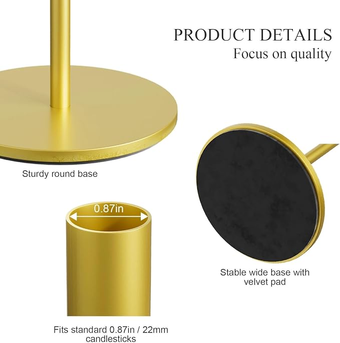 FSyueyun Gold Candle Holder Taper Candle Holders, Set of 12 Candle Stick Holders Decor for Mantel Table Centerpiece, Used for Wedding, Dinning, Housewarming Gift