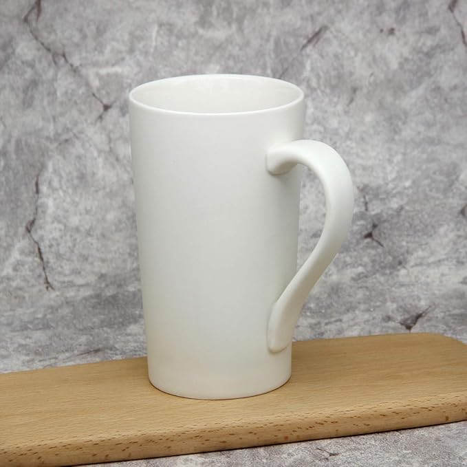 20 oz Extra Large Coffee Mug, M007 Plain Tall Big Ceramic Latte Milk Tea Cup with Handle for Dad Men Women, White