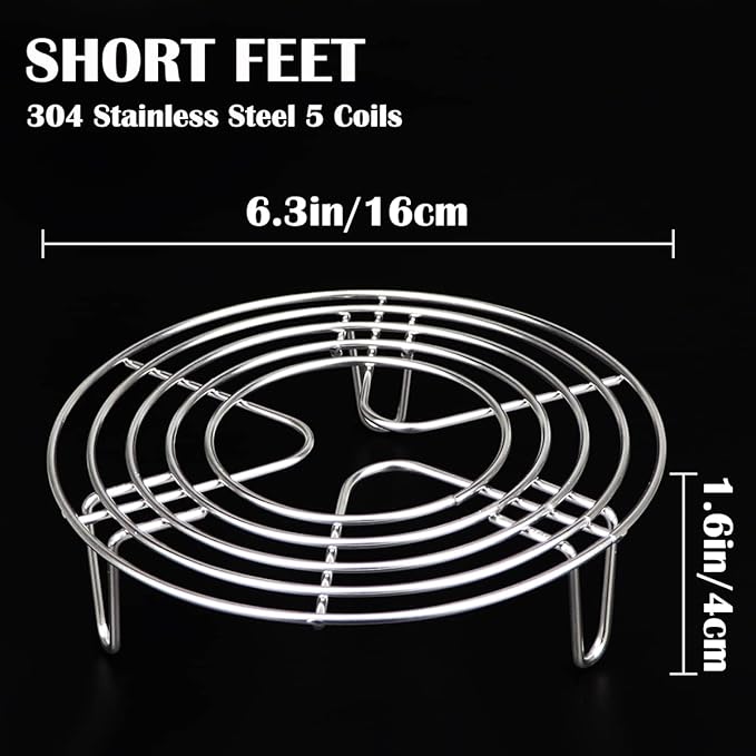 DOERDO Round Cooking Rack Cooking Trivet Rack Stand Stainless Steel Steamer Rack for Baking Canning Cooking, 16x16x4CM