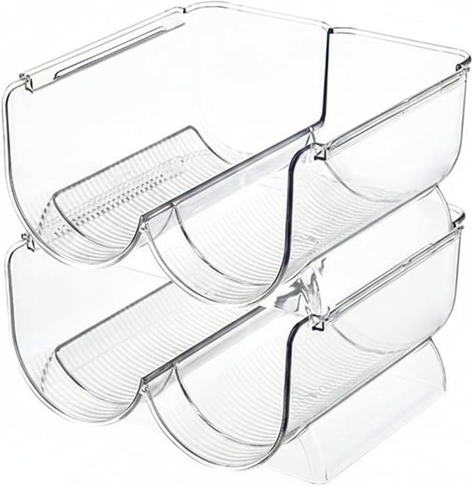 Clear Stackable Cup Organizer Bin, Vertical Storage Container for Kitchen Cabinets & Pantry, Durable PP Plastic