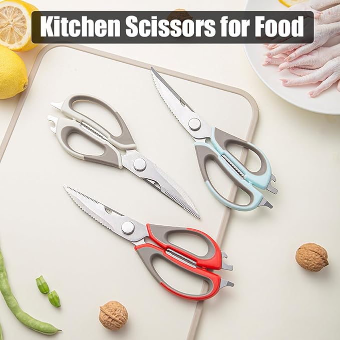 2 Pcs Heavy Duty Kitchen Shears for Food, Come Apart Design & Dishwasher Safe, Multi-function Kitchen Scissors set, Stainless Steel Food Cooking Scissors, No Magnetic Holder