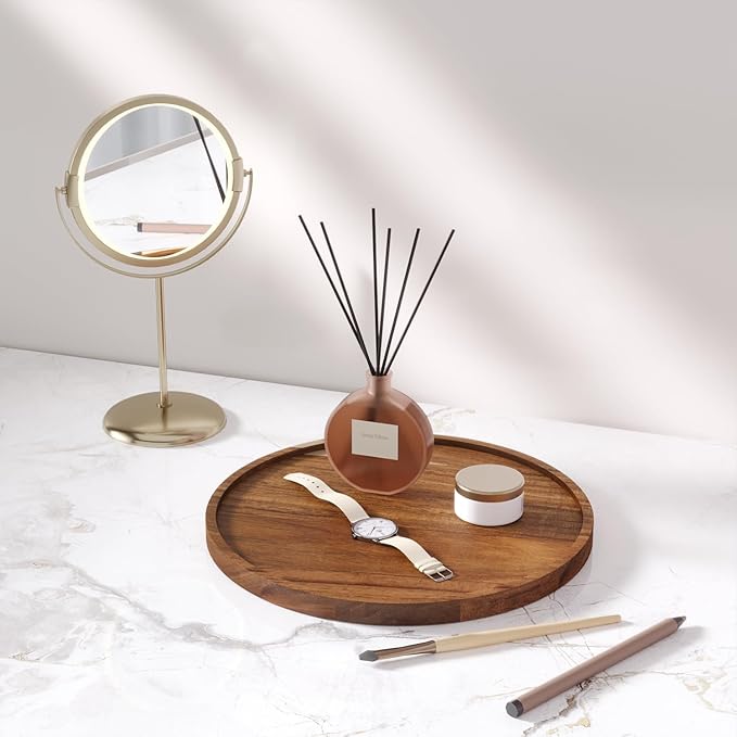 VERTORGAN Acacia Wood Serving Tray,9.8 Inch Decorative Trays Platter for Coffee Table,Living Room,Bar,Party,Mini Charcuterie Boards Cheese Board,Home Decor