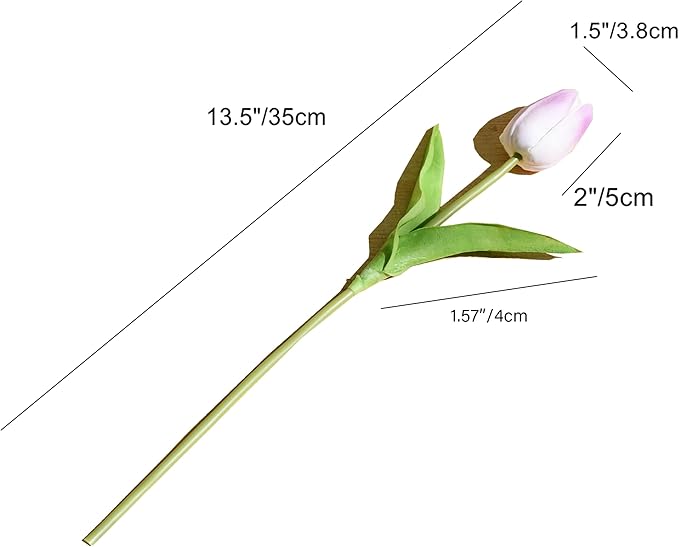 Mandy's Light Purple Artificial Tulips Flowers Centerpiece, 13.5" Lifelike PU Fake Floral Stems 20pcs for Kitchen Island & Dining Table, Spring Decor for Easter