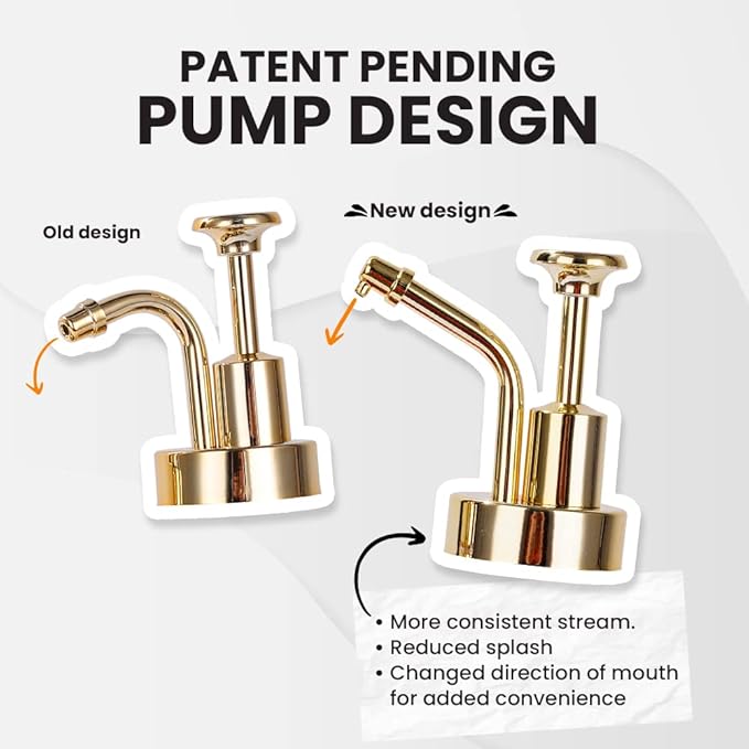 Molimoli Coffee Syrup Dispenser Set of 2 Gold - 500ml Minimalist Pantry Labels