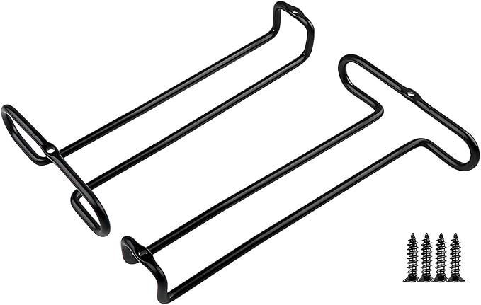 GeLive 7 Inch Wine Glass Rack Under Cabinet Stemware Holder Little Glass Hanger Storage Organizer for Short Space Kitchen and Bar Set of 2 (Black)