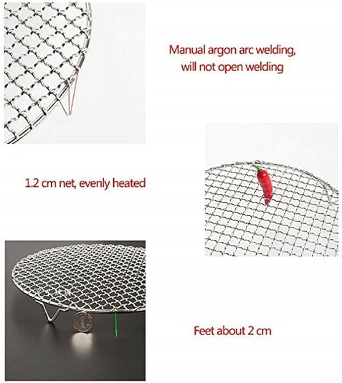 Round Cooling Rack 201 Stainless Steel Wire Grid For Baking, Grilling, Steaming And Drying, 3-Leg Oven Grill Sheet With Electrolytic Polishing, Easy To Clean Kitchen Tool (Silver)(35cm)