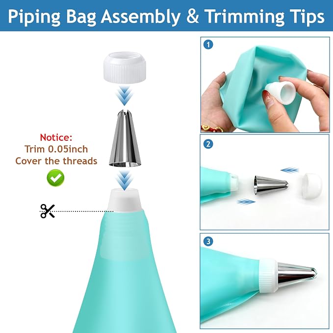 Piping Bags and Tips Set, Cake Decorating Supplies Kit, Frosting Piping Kit, Reusable Pastry Bags and Tips with 16 Inch Piping Bags, Silicone Rings, Couplers, Scrapers, Baking Tools for Cookie Icing