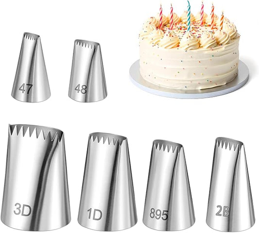 6Pcs Basketweave Piping Tip Set Braided Decorating Tube Set Stainless Steel Half Row Braided Flower Mouth Nozzles for Pastry Cupcakes Cakes Cookies Decorating Pastry Fondant Tools