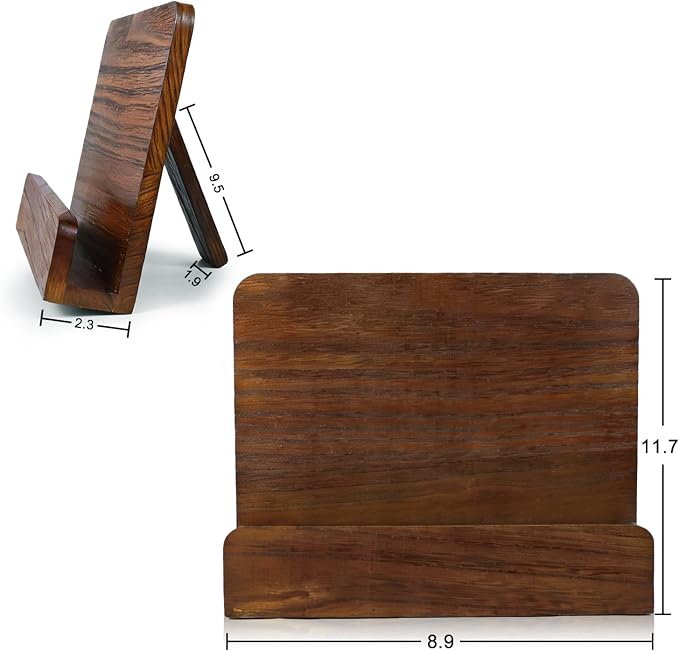 Heavy Duty Cookbook Stand for Kitchen, Recipe Book Holder for Kitchen Counter, Easily Keeps Cook or Recipe Books Open for Convenient Cooking, Rustic Cook Book Holder Stand (Rustic Brown)