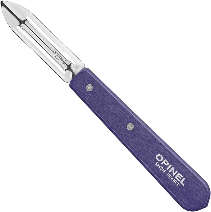 OPINEL Essential No.115 Peeler, Hornbeam Wood Handles, Made in France (Dark Purple)