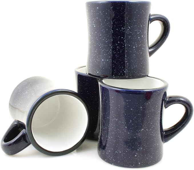 Ceramic Diner Campfire Mugs, 10oz, Set of 4 (Cobalt Blue)