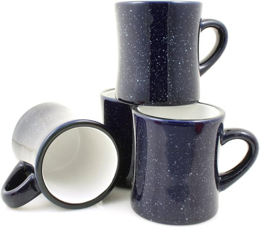 Ceramic Diner Campfire Mugs, 10oz, Set of 4 (Cobalt Blue)