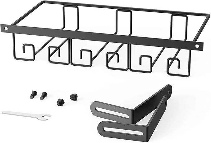 Hanging Wine Glass Rack Black Adjustable, Solid Iron Wine Glasses Hanger, Metal Under Cabinet Stemware Rack 3 Rows, 4 Rows, Convenient Storage And Space-saving