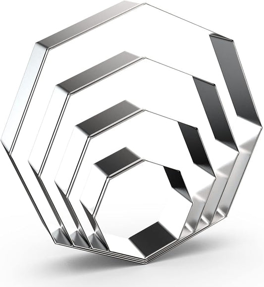 Octagon Cookie Cutter Set for Baking - 5 Inch, 4 Inch, 3 Inch, 2 Inch - Geometric Polygon Frame Plaque Cookie Cutters Shapes Molds - Stainless Steel