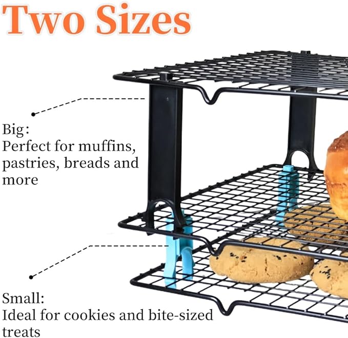 4PCS Saving Harvest Cooling Rack Stacker - Cooling Rack Organizer, Stacking Clips for Cookie & Stackable Cooling Rack, Cookie Bread Cake Cooling Rack Baking Gifts (Blue, Small 4pcs)