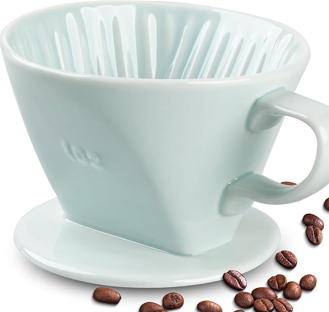 hailanbao Handmade Pour Over Ceramic Coffee Dripper - Authentic Brewing Experience for Camping, Office, and Home (Green)