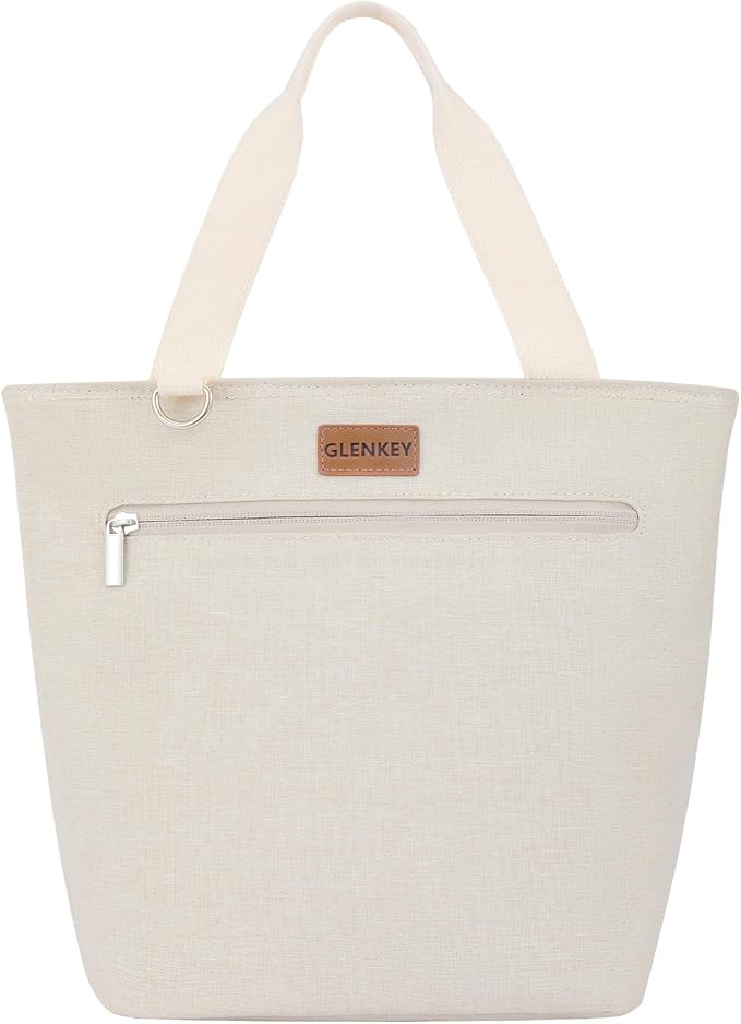 GLENKEY Insulated Lunch Bag Tote Lunch Box - XLarge Leakproof Cooler Bags for Adults - Soft Lunchbox for Women Work Shift Outdoor Travel Beige 14L