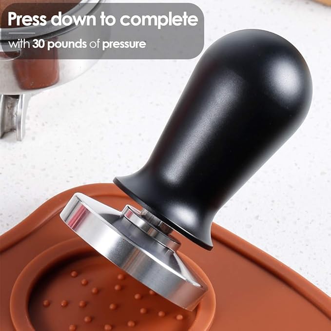 51mm Coffee Tamper Stainless Steel Espresso Tamper with Spring Loaded Coffee Calibrated Tamper Flat Base Barista Office Family Espresso Coffee Maker Accessories(with Spring, 51mm)
