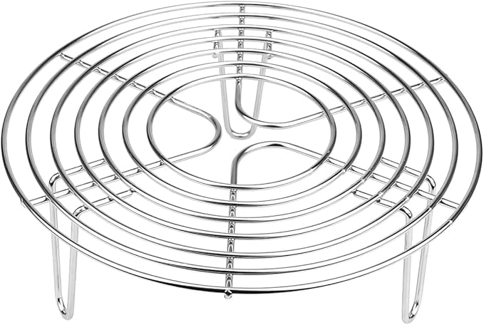 DOERDO Round Cooking Rack Multi-Purpose Stainless Steel Grilling Rack Steamer Rack Cooling Rack for Baking Canning Cooking, 20x20x7CM