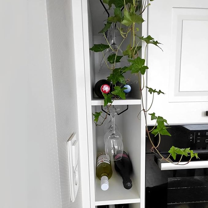 40cm Black Wine Glass Rack, Stemware Rack, Wire Hanging Rack, Under Cabinet Metal Wine Glass Holder 2 Pack