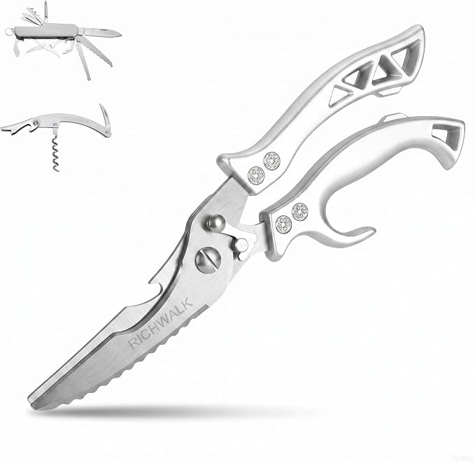 Kitchen Scissors - Heavy Duty Poultry Shears Sharp Cutting Food Chicken Bone Meat Vegetable for Cooking, Multipurpose Stainless Steel Utility Scissors, Safety Lock