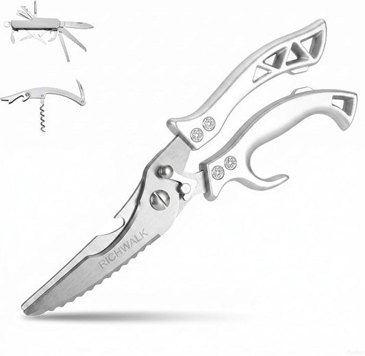 Kitchen Scissors - Heavy Duty Poultry Shears Sharp Cutting Food Chicken Bone Meat Vegetable for Cooking, Multipurpose Stainless Steel Utility Scissors, Safety Lock