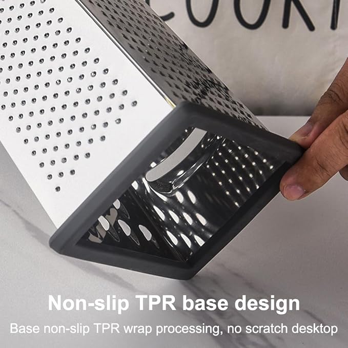 4 Sided Box Grater, Stainless Steel Grater Slicer with Handle, Cheese Grater, Kitchen Food Shredder, Food Grater Cutter Planing for Ginger, Garlic, Cucumbers, Carrots, Cheese, Potato