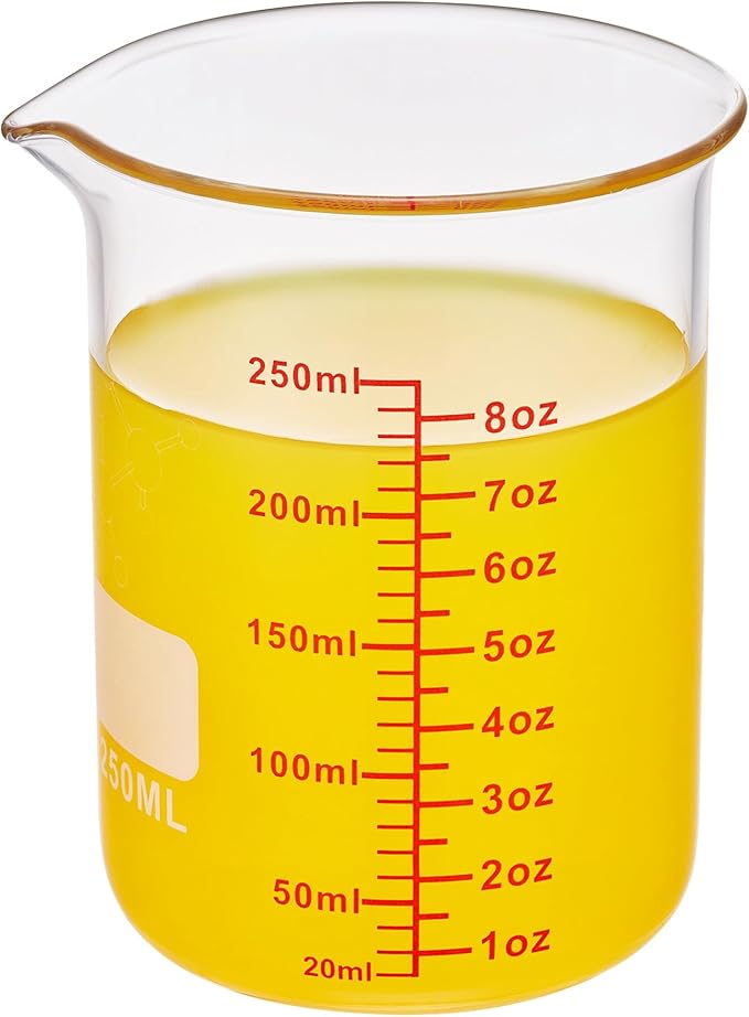 High Borosilicate Glass Measuring Cup-V-Shaped Spout,250ml(8OZ) Glass Measuring Beaker for Kitchen or Restaurant, Easy to Read