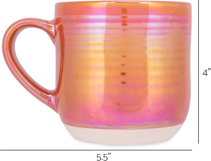Elanze Designs Glossy Reactive Glaze Large 17 Fluid Ounce Everyday Kitchen Food Grade Ceramic Stoneware Coffee Mug Cup with Comfort Curved Handles, Set of 4, Burnt Orange