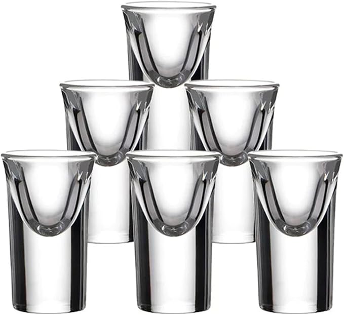 Mini Shot Glasses Set of 6, 0.5oz/15ml Clear Small Bullet Cups with Heavy Base, Cute Whiskey Glassware Cups for Vodka Whiskey Liqueurs Tequila Soju Espressos, Perfect for Party, Bar, Club, Cocktail