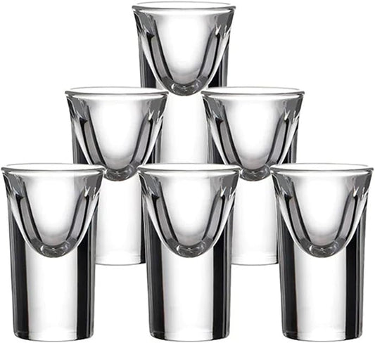 Mini Shot Glasses Set of 6, 0.5oz/15ml Clear Small Bullet Cups with Heavy Base, Cute Whiskey Glassware Cups for Vodka Whiskey Liqueurs Tequila Soju Espressos, Perfect for Party, Bar, Club, Cocktail