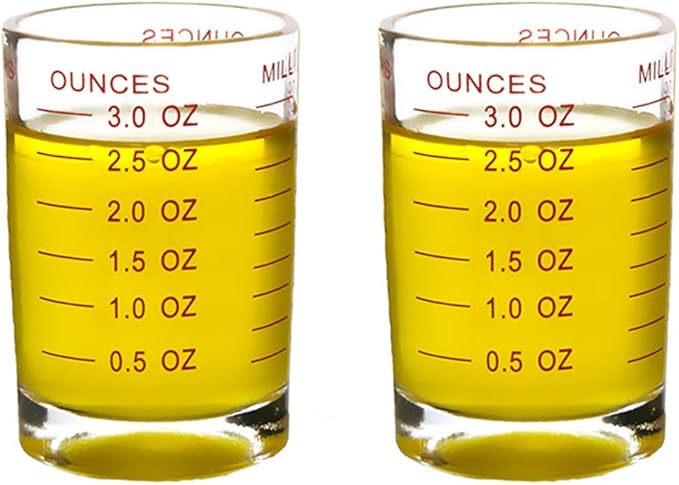 Shot Glass Measuring Cup 3 Ounce/90ML Liquid Heavy High Espresso Glass Cup 2 pcs by TIYOORTA (Red 90ML 2PCS)