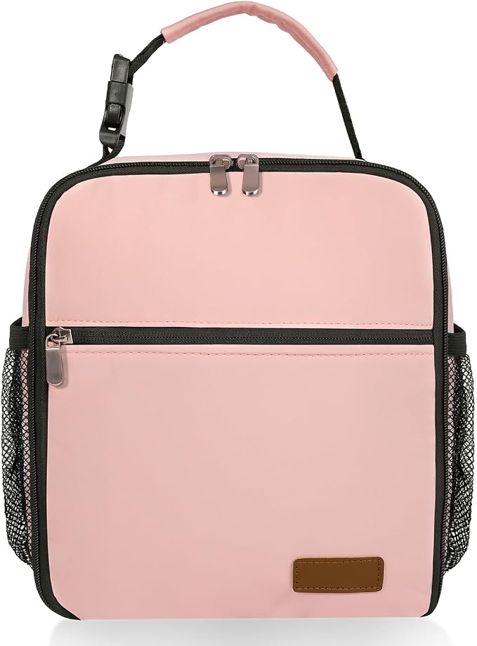 Small Lunch Box Insulated Lunch Bag for Men Women Kids, Reusable Lunch Bags Portable Small Lunch boxes Cooler Bag for School/Work/Picnic, Pink 290T 12-Can(6.5L)