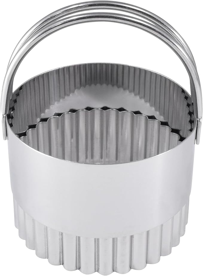 R&M International Stainless Steel 2-1/3" Round Fluted Biscuit Cutter with Handle, 1-Piece,Metallic