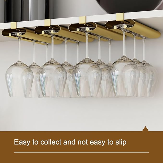 Wine Glass Holder, Under Cabinet Wine Glass Rack, Iron Wine Glass Rack, Hanging Stemware Rack Organizer Hanger, Complete Your Home Bar & Kitchen Storage(Black,18 * 10 * 3cm/7 * 4 * 1in)