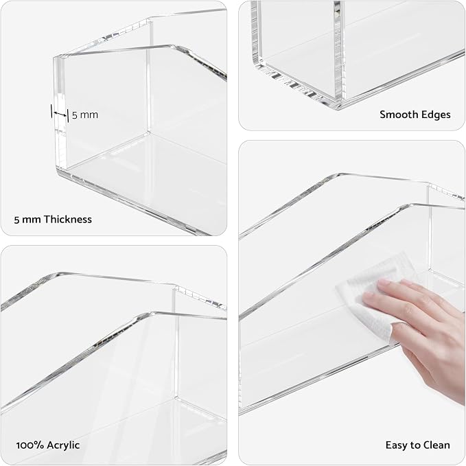 HIIMIEI Acrylic Napkin Holder for Bathroom: Waterproof Splashing Guests Towel Holders, Vertical Disposable Paper Hand Towels Tray, lucite Long Napkins Holder for Kitchen, Dining Table (2 Pack)