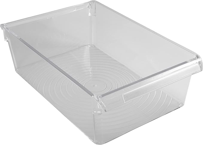 Kitchen Details 2 count Large Refrigerator Storage Bin, Fridge & Freezer, Kitchen Organization, Stainless Steel Handle, Countertop, Cabinets, Pantry, Clear (Pack of 6)