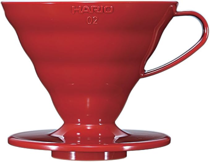 Hario V60 Plastic Coffee Dripper Pour Over Cone Coffee Maker Size 02, Red
