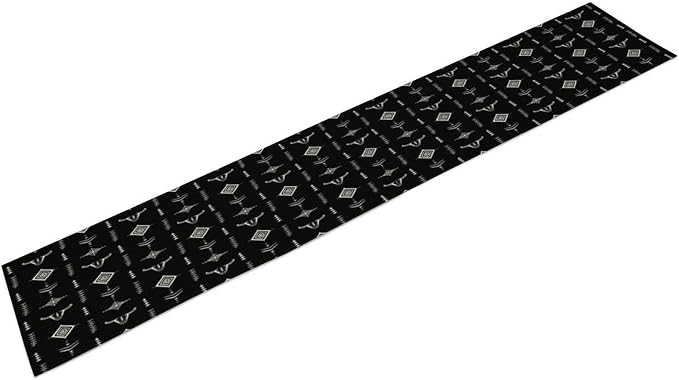 Aztec Table Runner, Vintage Rustic Minimalist White American Western Navajo Primitive Nation Tribal Star Cow's Head Table Decor Table Top Dining Kitchen Wedding Party 13x60 in