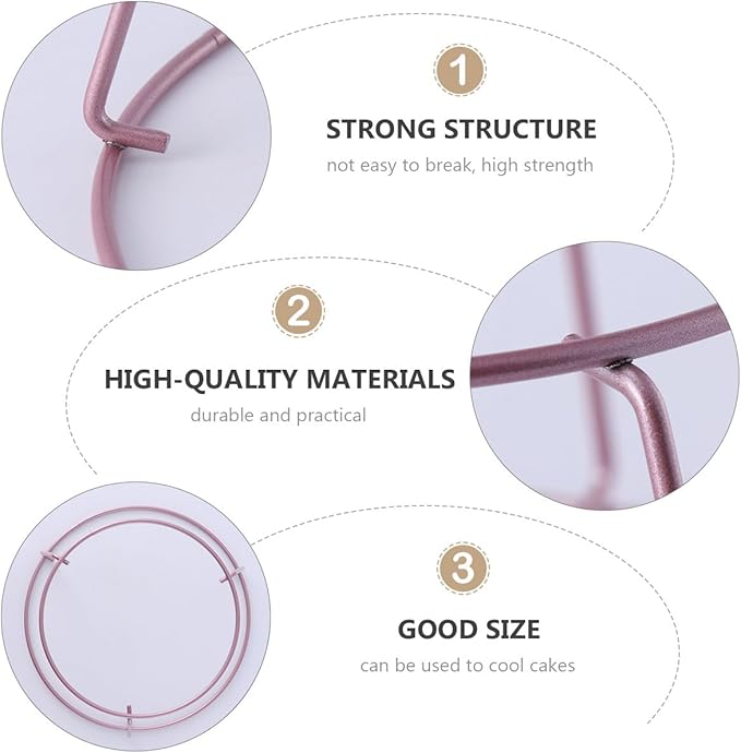 minkissy Rose Gold Non-stick Cake Cooling Rack, round Baking Rack Elevated Wire Mesh, Stainless Steel Bread Cooler for Oven and Kitchen Use